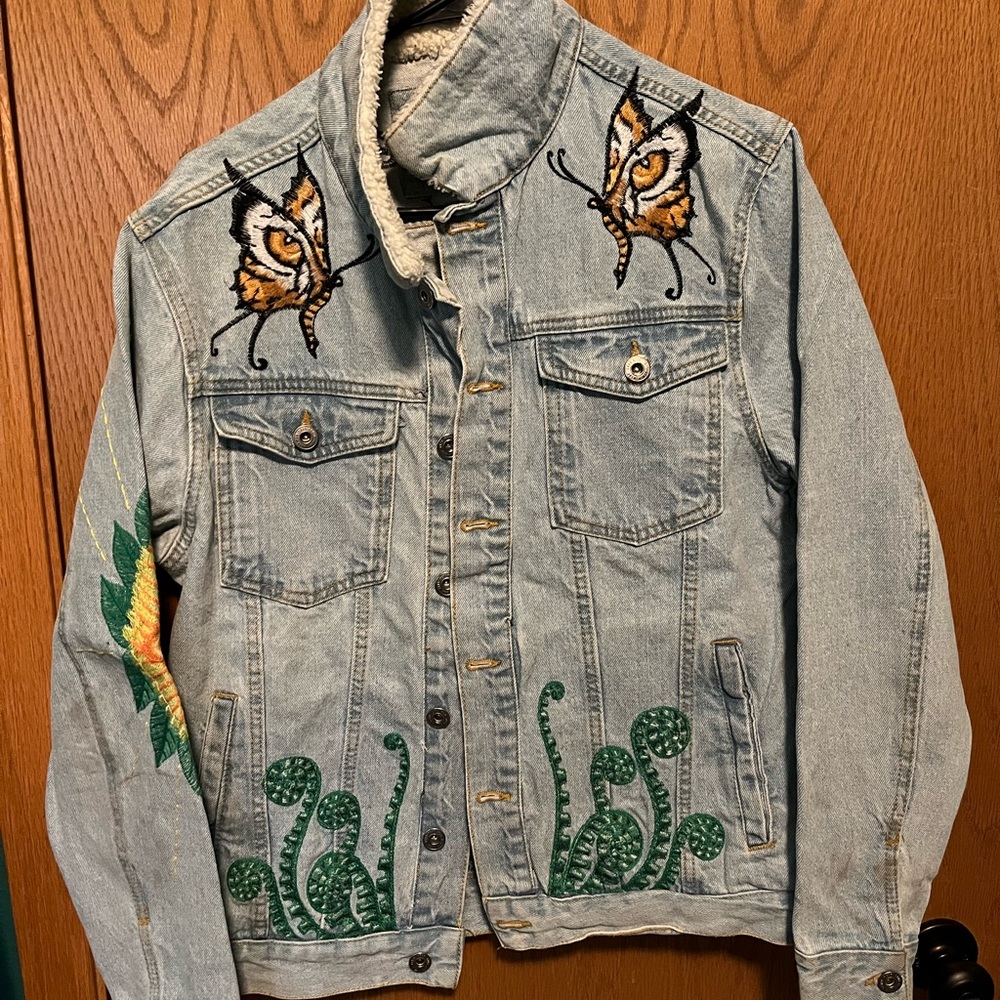 “Nowhere to be found” embroidered denim jacket